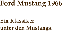 Ford Mustang 1966  Ein Klassiker  unter den Mustangs.